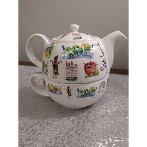 James Sadler "Great Britain" Scotland Tour Teapot Tea For One Tea Cup Bone China